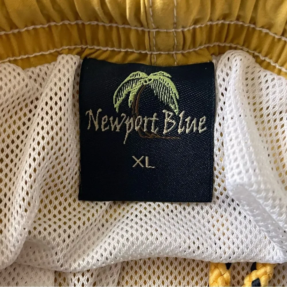 Newport Blue Golden Yellow with Blue Stripe Board Shorts Swim Trunks Size XL